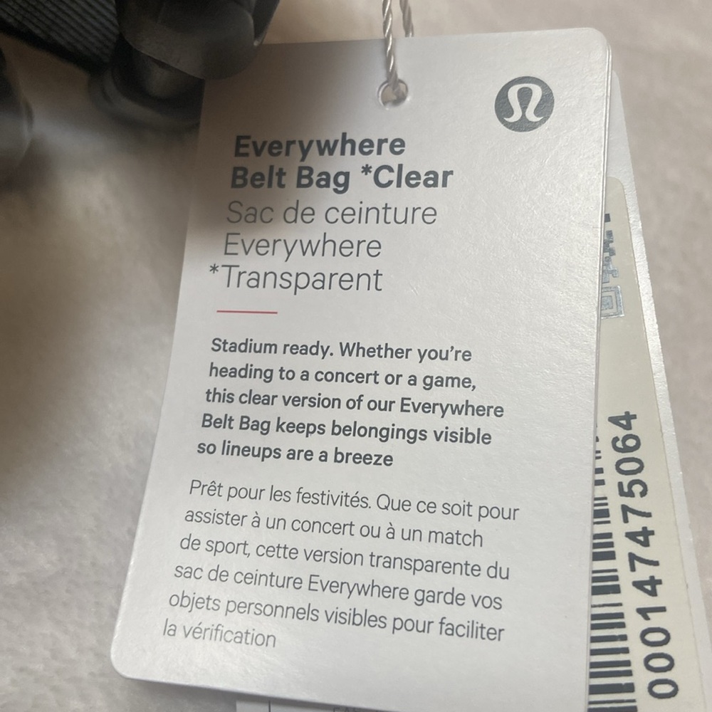 LuLuLemon NWT Hard To Find Clear Everywhere Belt Bag Black Strap - Picture 7 of 10